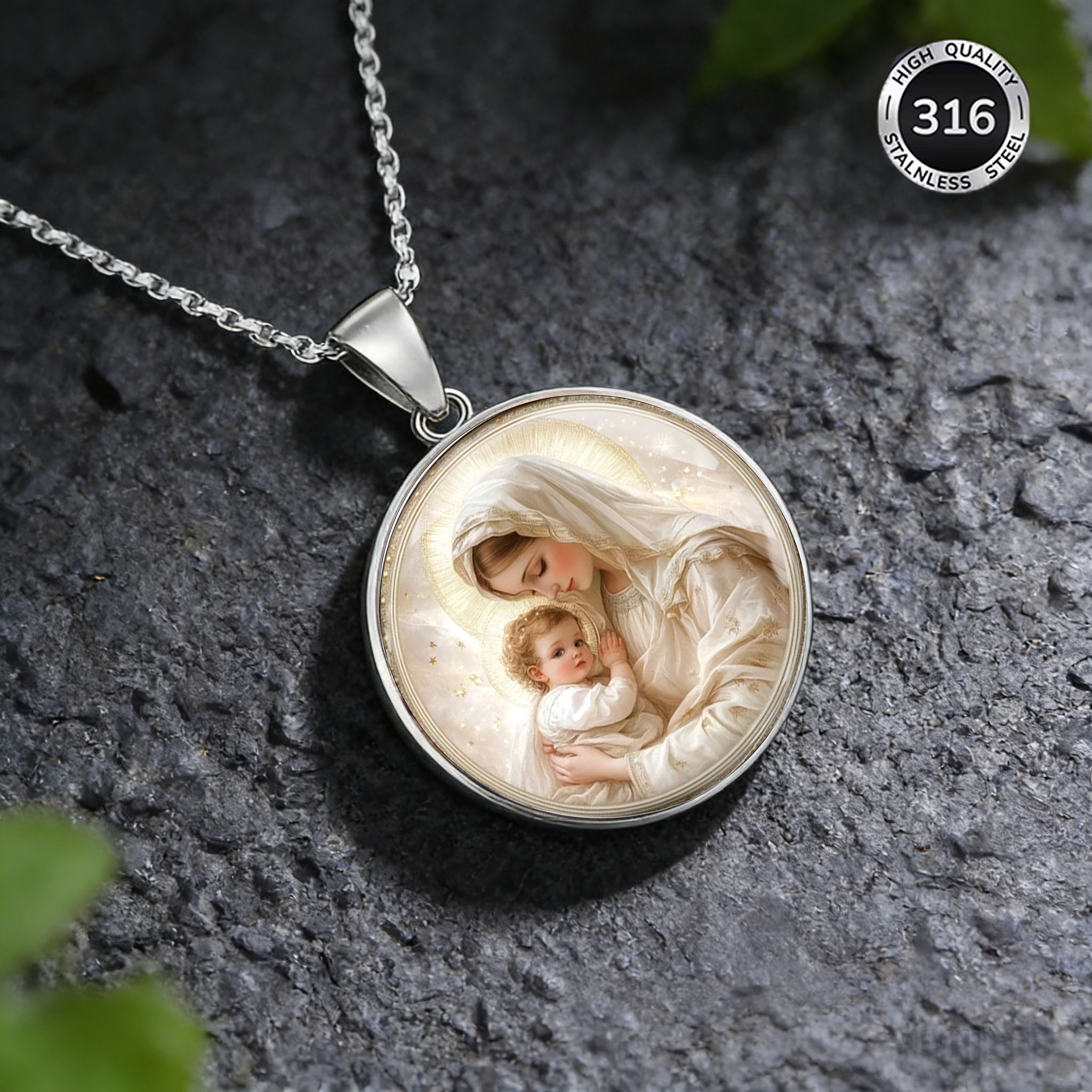 Women's Vintage Holy Pattern Round Pendant Necklace